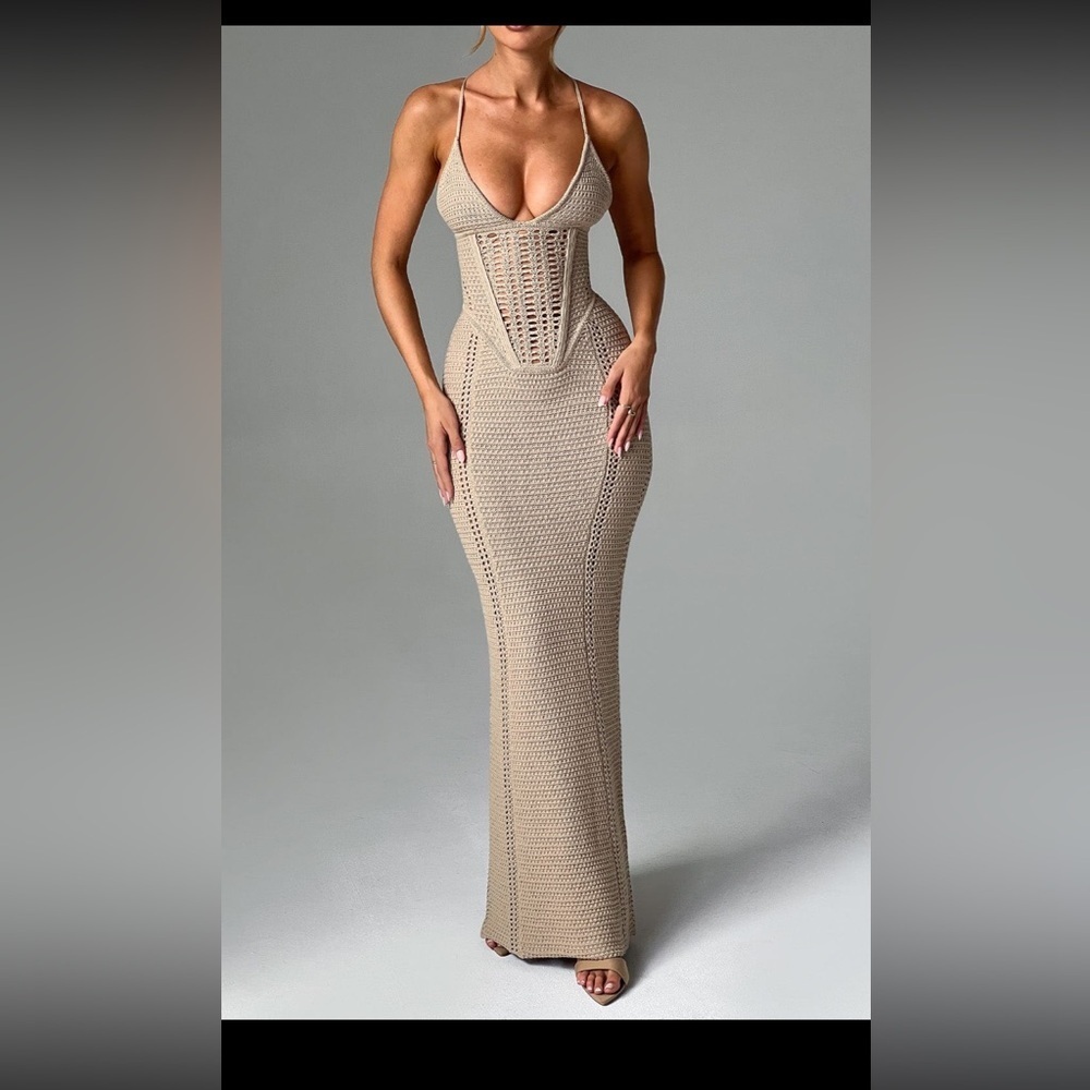 Xanthe Maxi Dress- tan-beige-XS NWT- dress/cover up - Picture 4 of 7